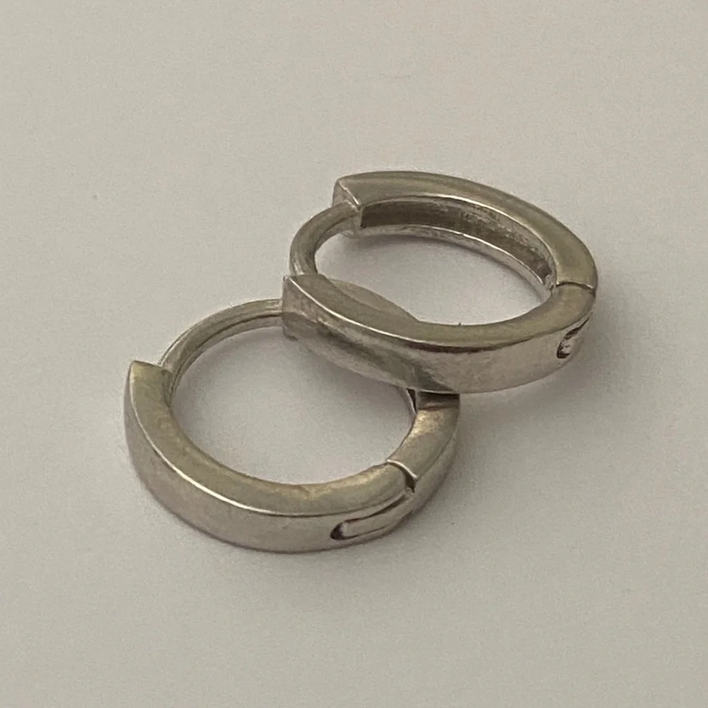 925 Silver 2mm wide half inch earrings trending hoops unisex